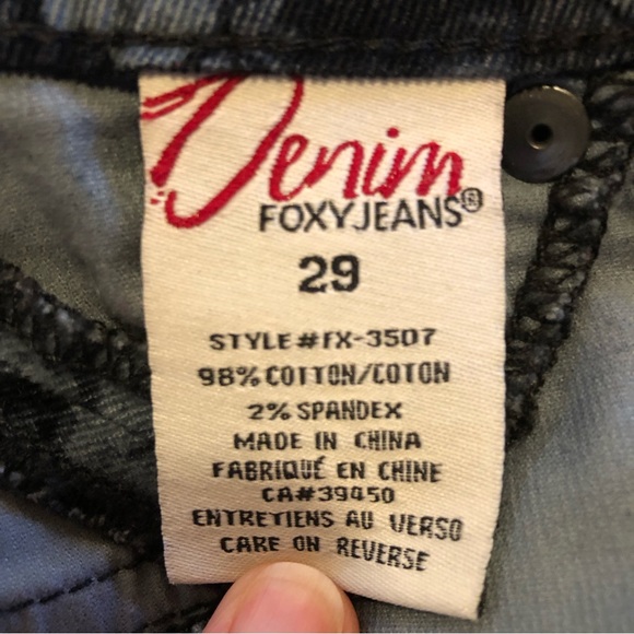 ☀️ Foxy Jeans Corduroy Black&Floral Pants Size 29 - Picture 6 of 9